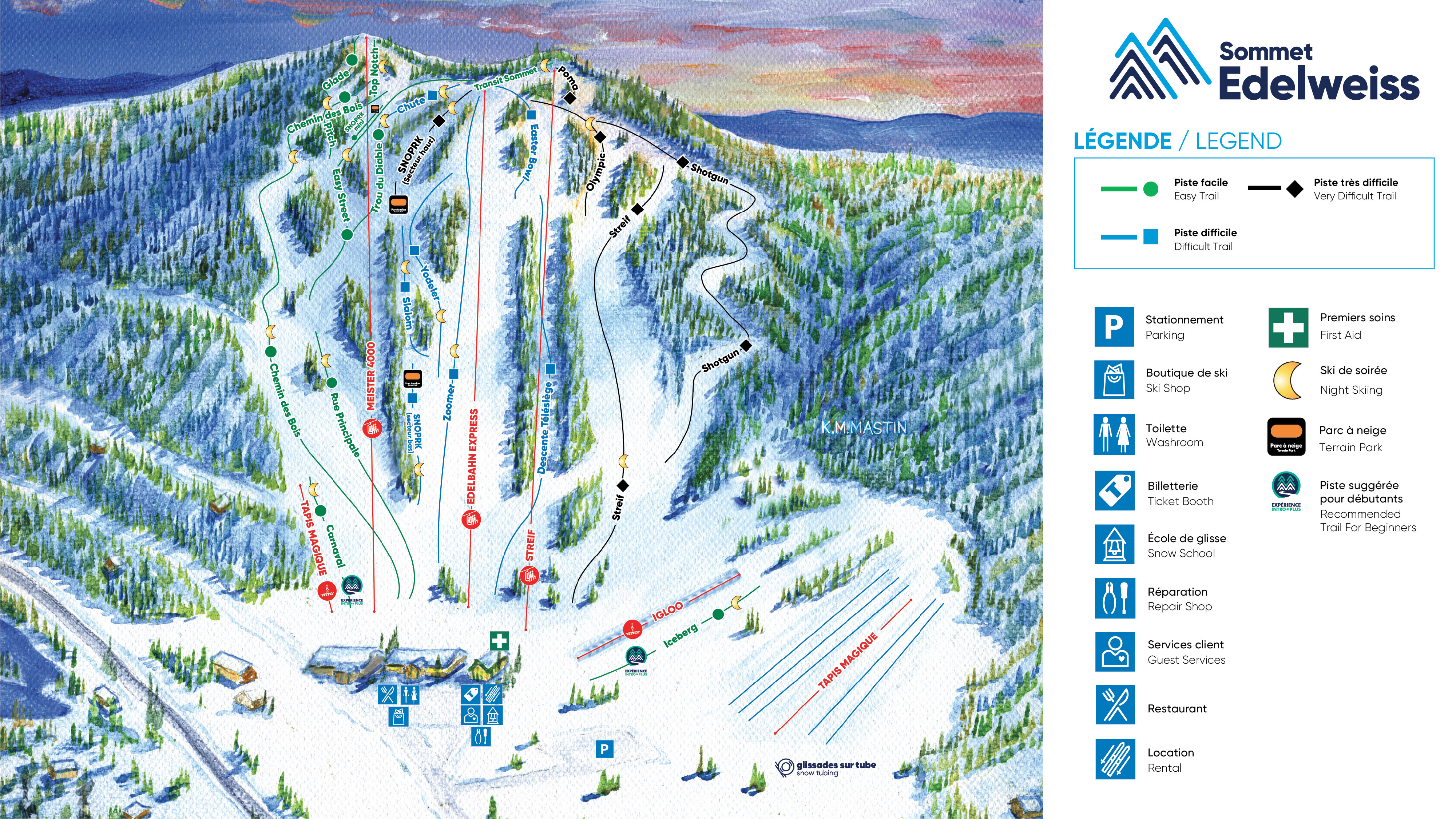 Sommet Edelweiss Carte Piste Legende Image