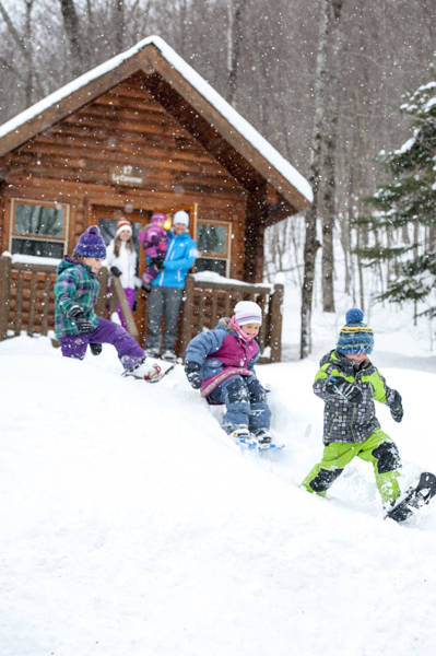 Sommet Morin Heights Hiver Raquette Enfant Cabine Famille