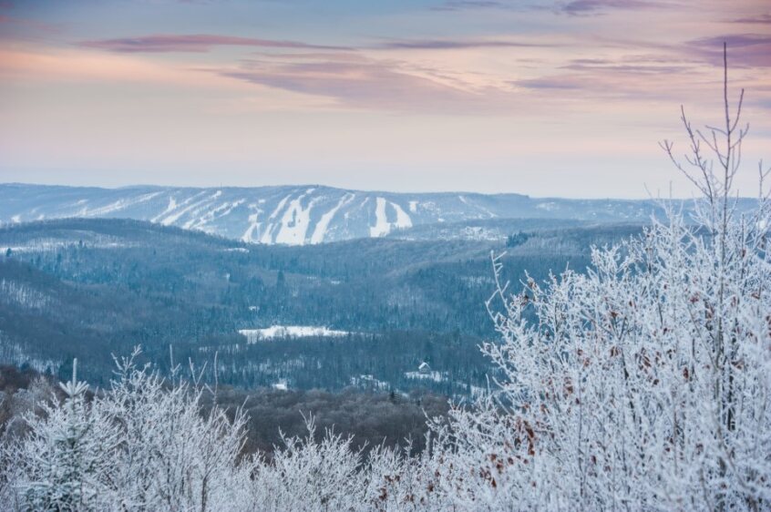 Les Sommets Accueil Hiver Neige Montagne Coucher Soleil