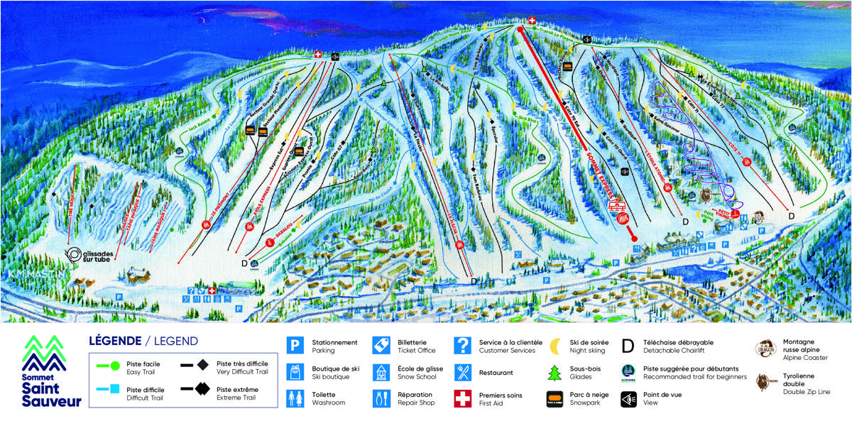 Sommet Saint Sauveur Versant Avila Carte Pistes_legende